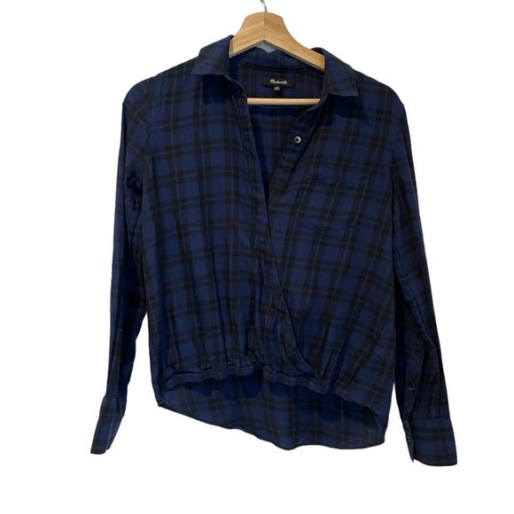 Madewell Blue Button Up Flannel Size XXS - Picture 2 of 5